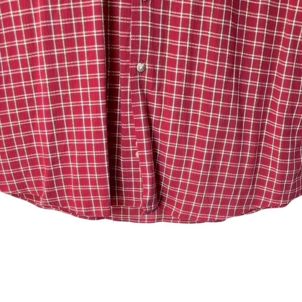 Paul Fredrick Red Plaid Button Down Shirt XL – Made in USA, Rayon Cotton Blend